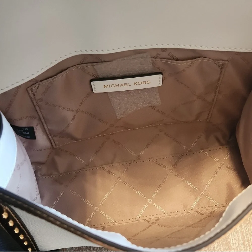 Michael Kors Whitney Crossbody Bag Brown, Gold, White NWT 7” x 91/2” x3” - Picture 6 of 7